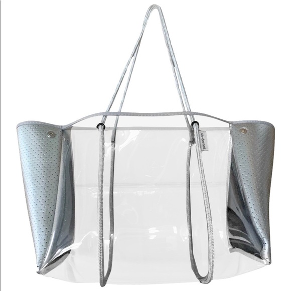 Ahdorned Handbags - Ahdorned Clear Tote Bag with Silver Perf Sides